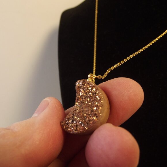 Essential Ritual Druzy Crescent Moon Necklace Goddess Magic - Picture 1 of 10